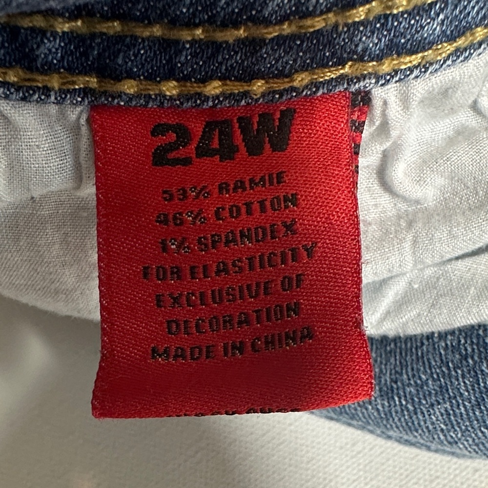 Zanadi Embellished Blue Jeans with Stretch and Slight Flare Size 24W Inseam 29” - Picture 7 of 10